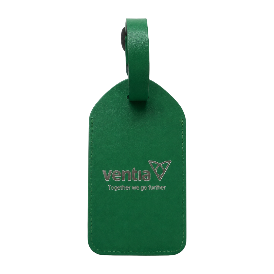 Ventia Leather Signature Green Luggage Tag