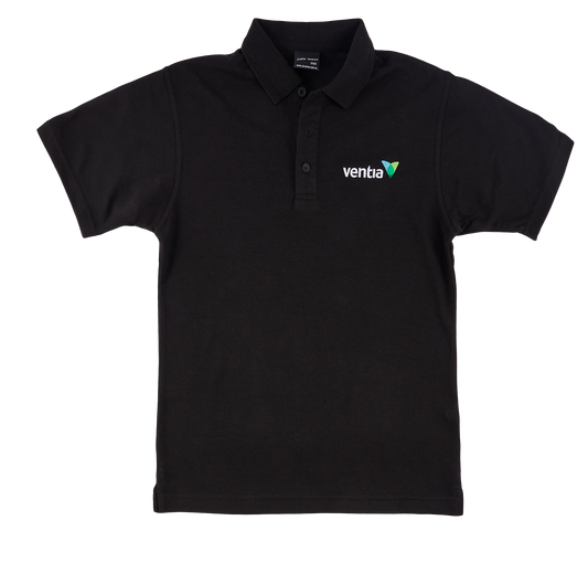 Ventia Black Unisex Polo