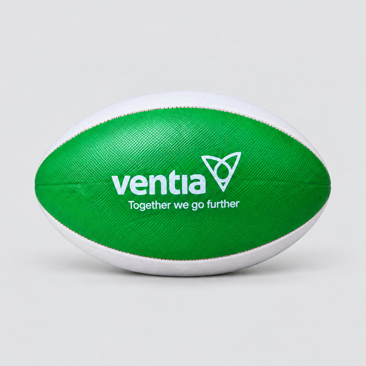 Ventia Signature Green and White Rugby Ball