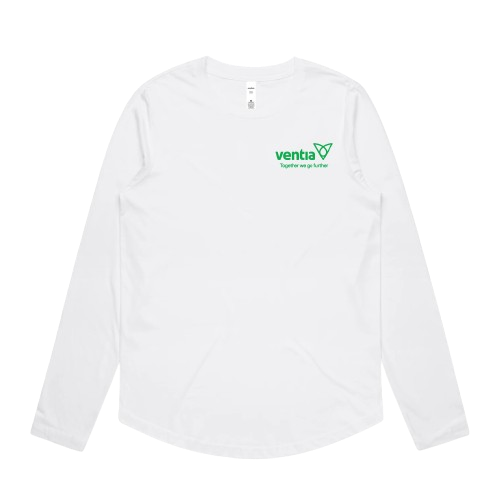 Ladies Long Sleeve Curve Tee White
